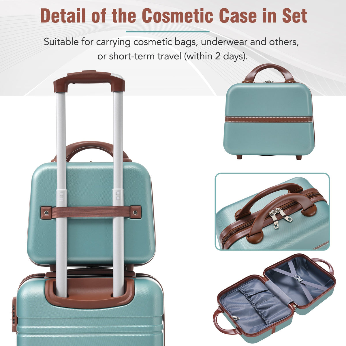 Lightweight 3 Piece Hardshell Luggage Set, TSA Lock Green