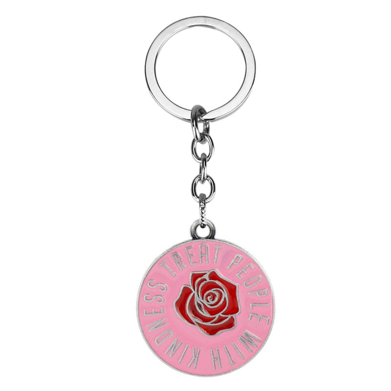 Treat People With Kindness Keychain Necklace Gift for Fans