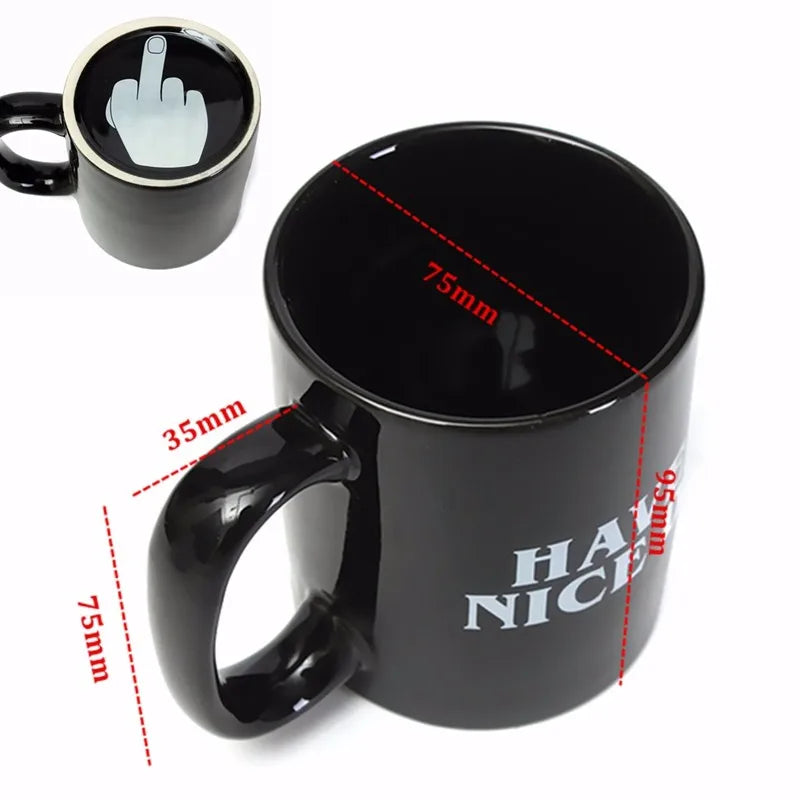 Funny Hidden Middle Finger Coffee Mug, 300ml Ceramic