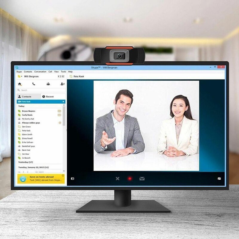 480P USB Webcam with Built-In Mic for Skype and Video Calls
