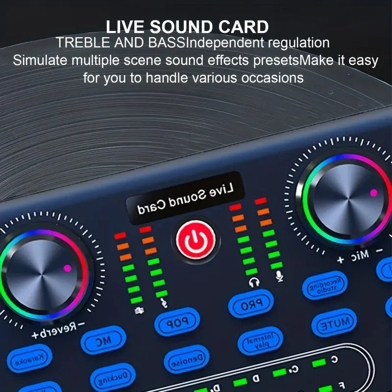 Live Sound Card Mixer with AI Noise Reduction for Streams
