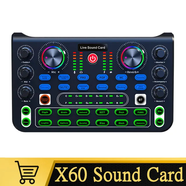 Live Sound Card Mixer with AI Noise Reduction for Streams