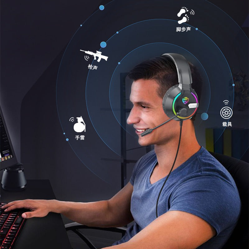 Wired RGB Gaming Headset with Directional Sound & Mic