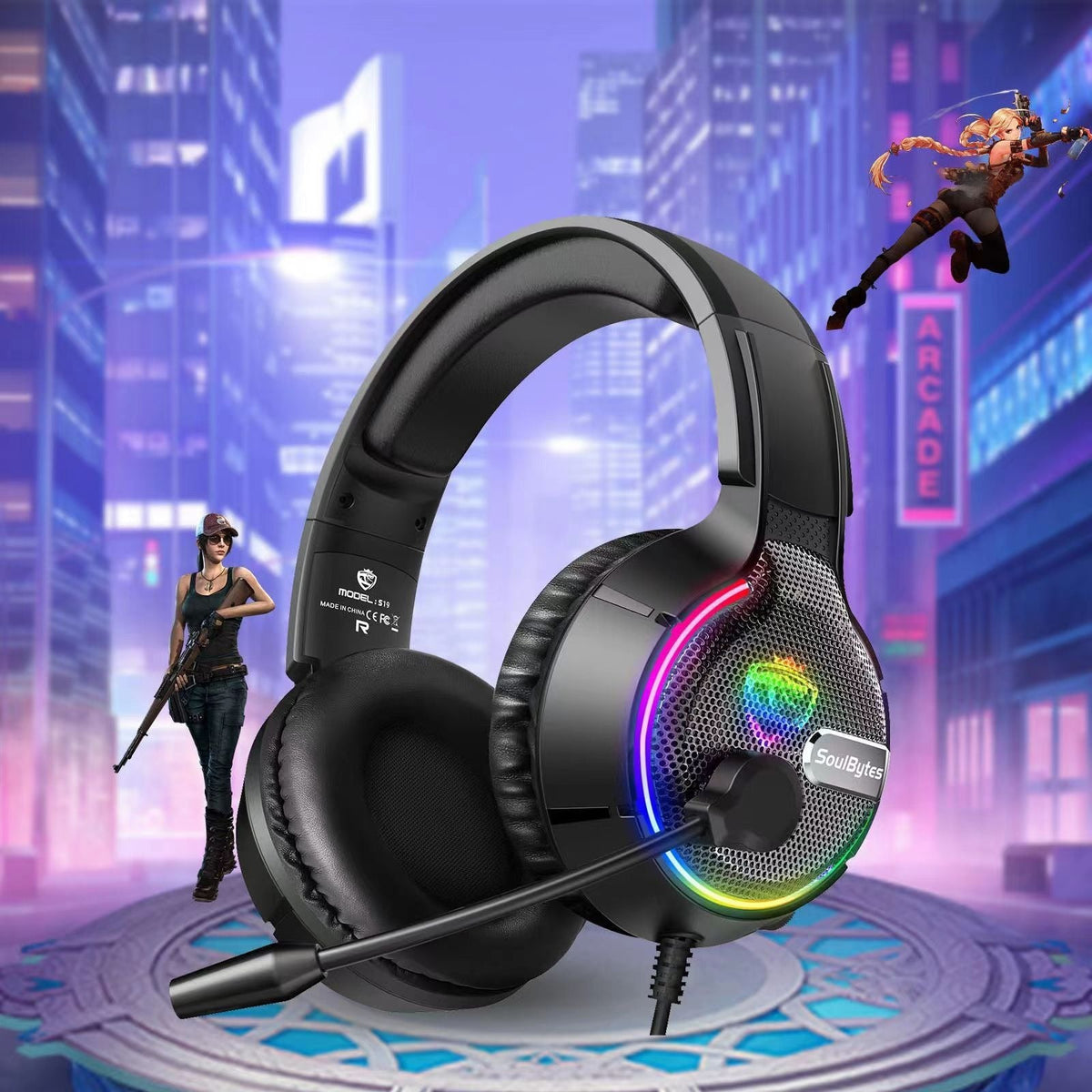 Wired RGB Gaming Headset with Directional Sound & Mic