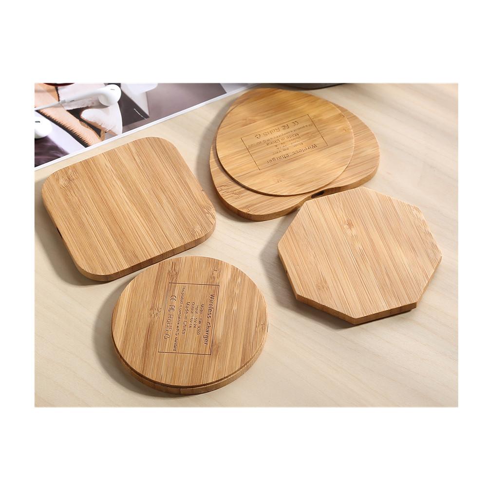 Heart-Shaped Bamboo Wireless Charger for iPhone Desk