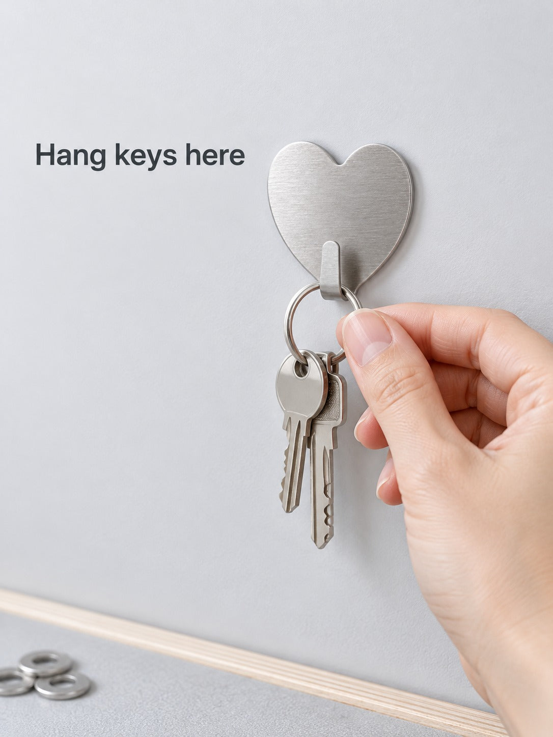 Heart Stainless Steel Sticky Wall Hook for Bags and Keys