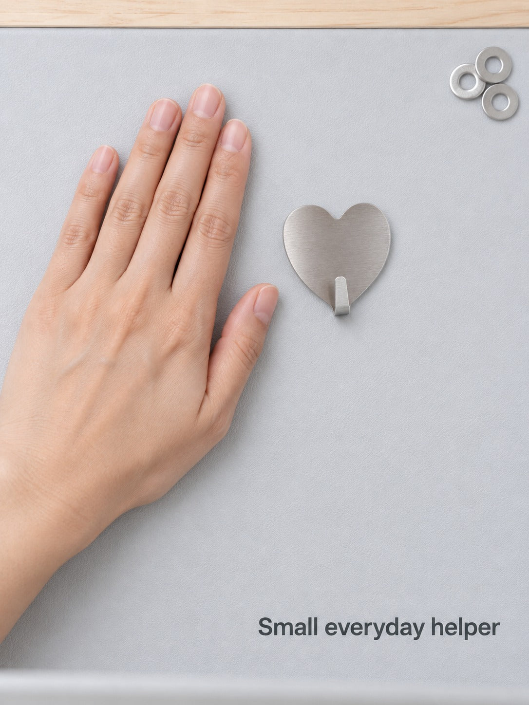 Heart Stainless Steel Sticky Wall Hook for Bags and Keys