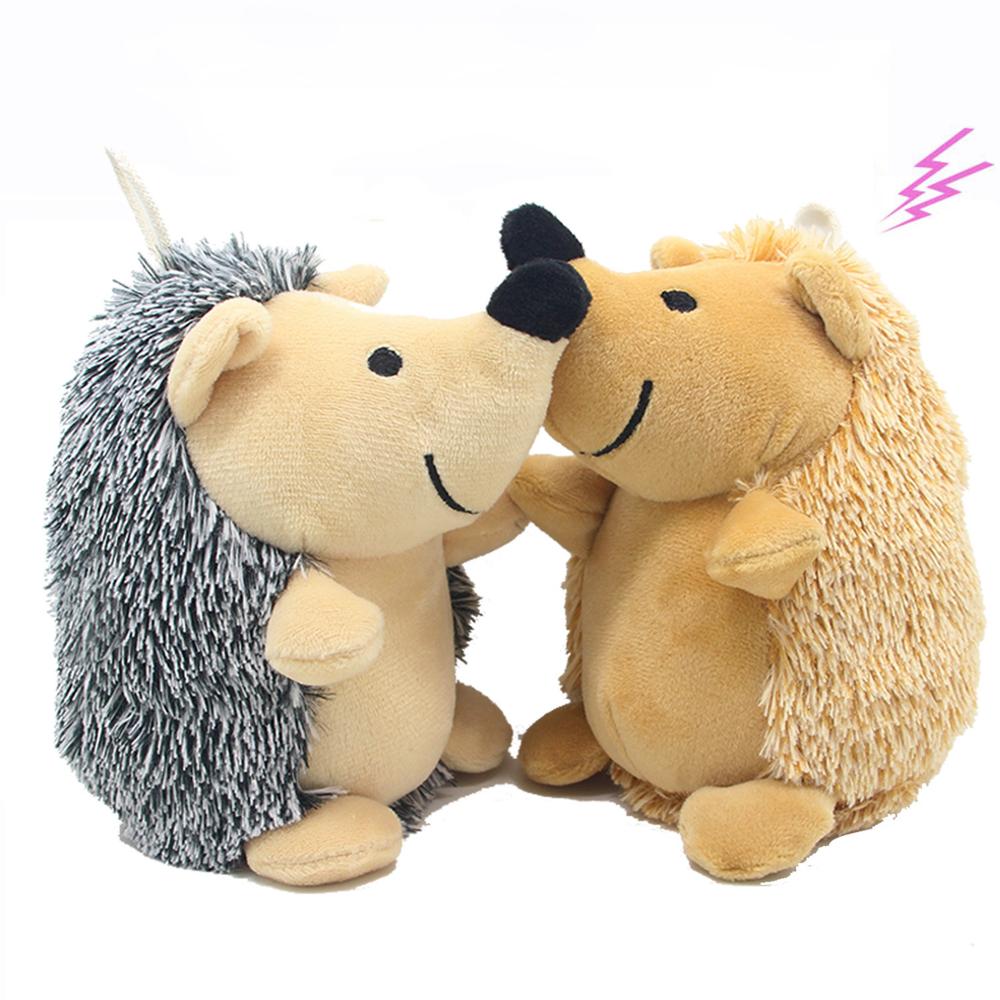 Hedgehog Plush Dog Toy for Squeaky Interactive Play
