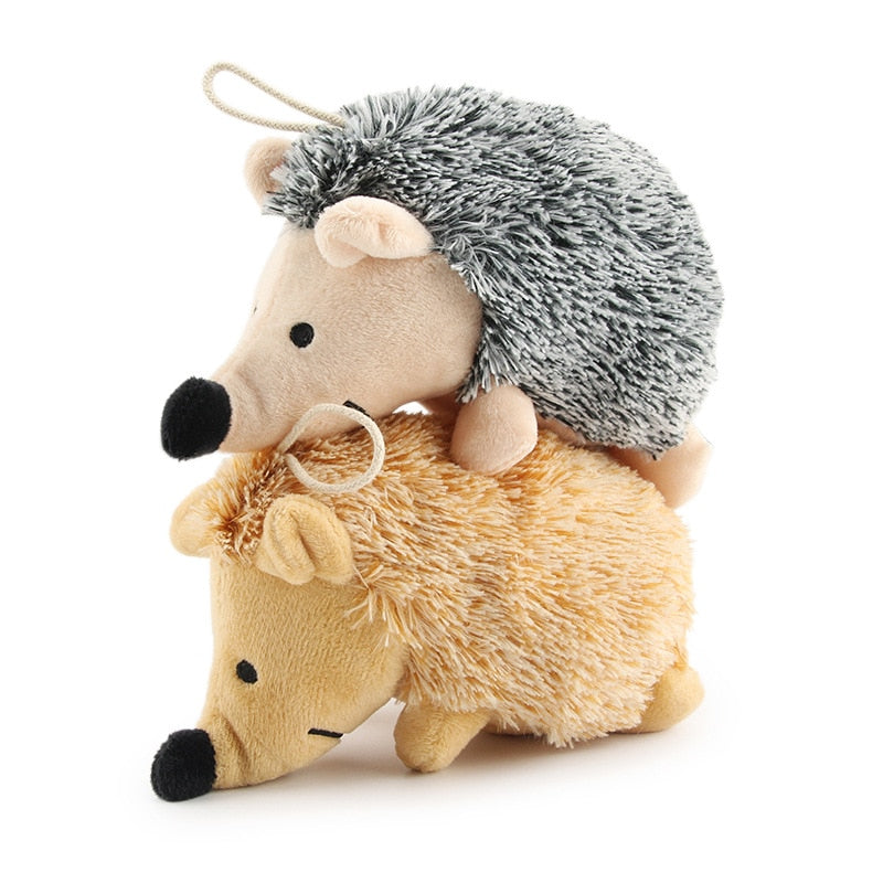 Hedgehog Plush Dog Toy for Squeaky Interactive Play