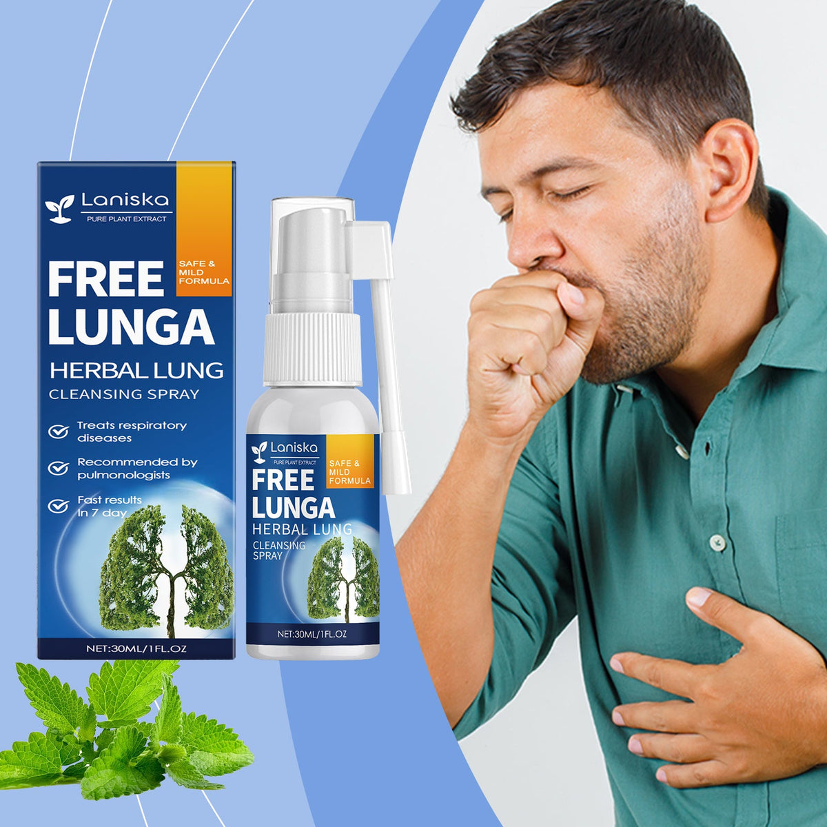 Herbal Respiratory Oral Spray, Mint Extract, 30ml Bottle