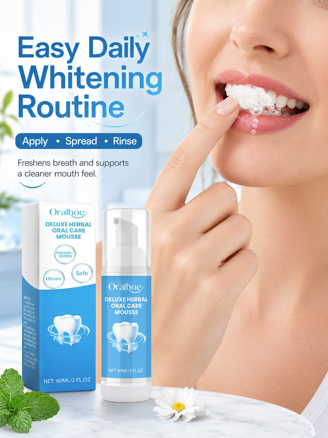 Teeth Whitening Mousse – Bright, Fresh Smile with Herbal Care