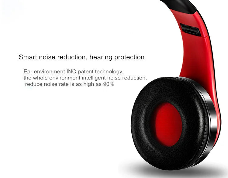 Foldable Wireless Headphones with Noise Reduction & Mic