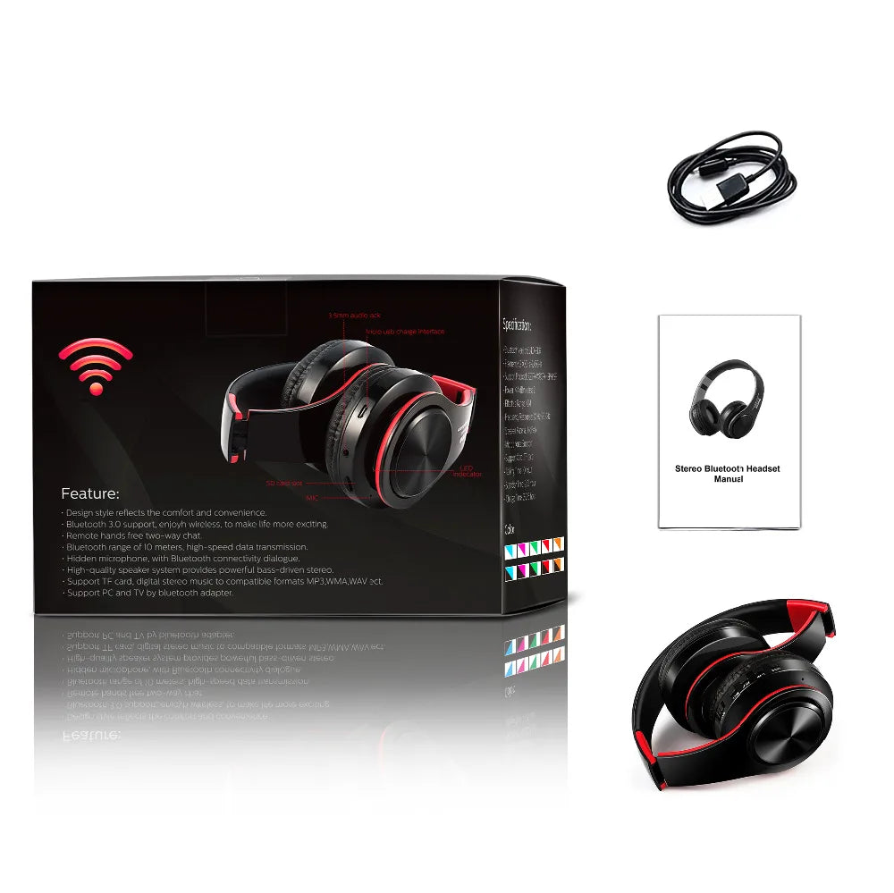 Foldable Wireless Headphones with Noise Reduction & Mic