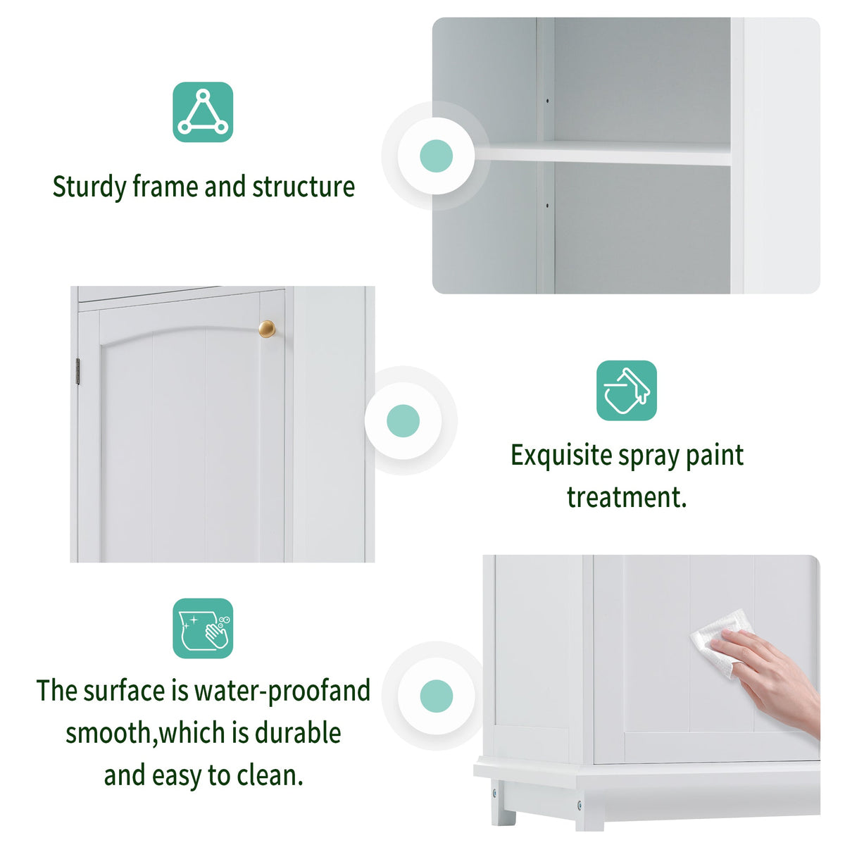 Tall Bathroom Storage Cabinet, Glass Door & Drawers