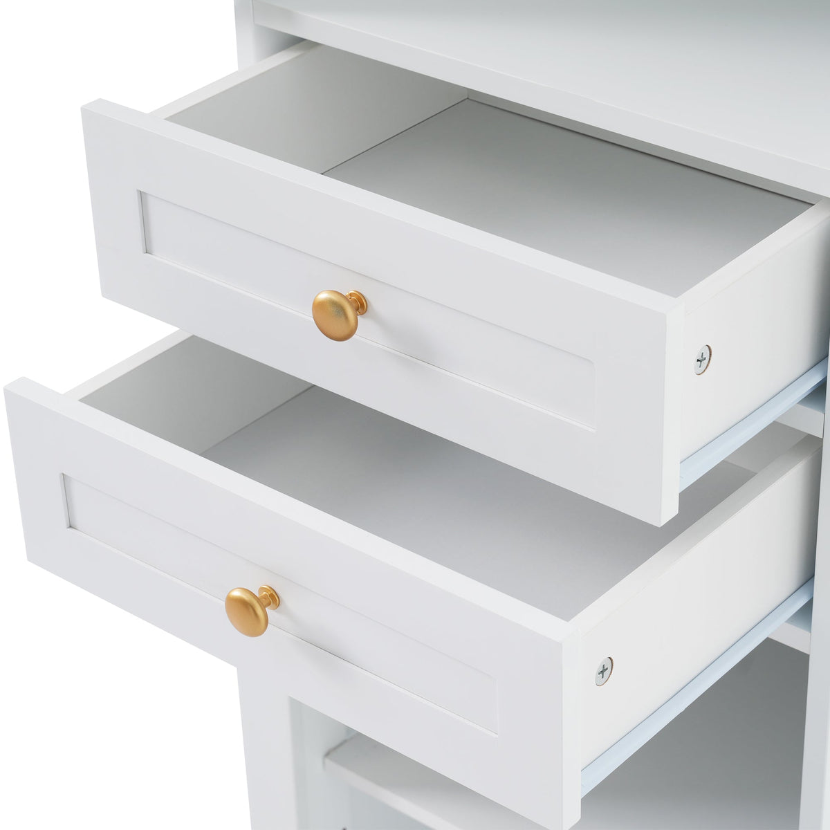 Tall Bathroom Storage Cabinet, Glass Door & Drawers