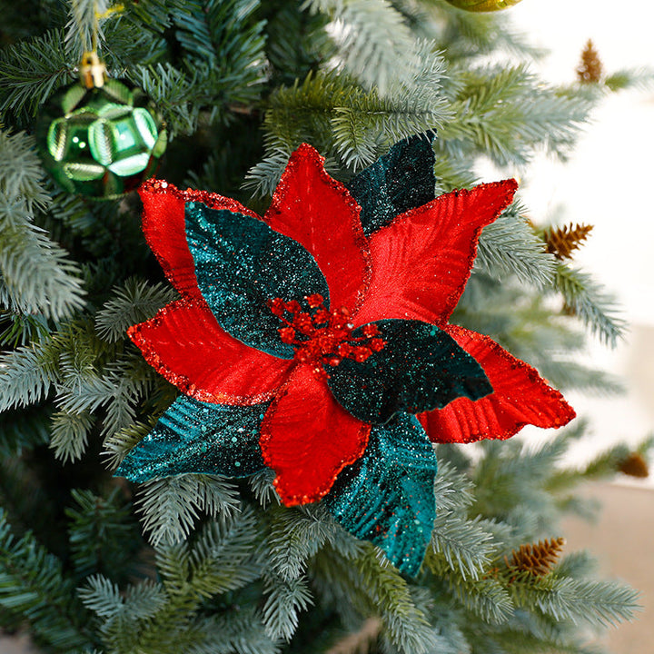 Luxury Velvet Poinsettia Christmas Tree Decorations
