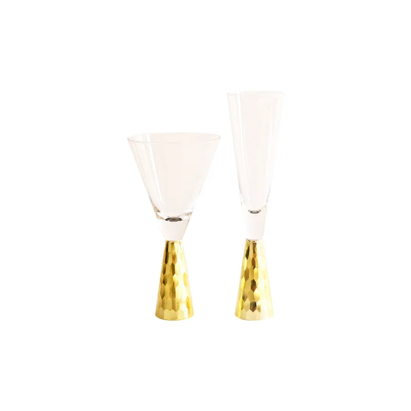 Hammered Gold Base Champagne Glasses for Parties & Bars