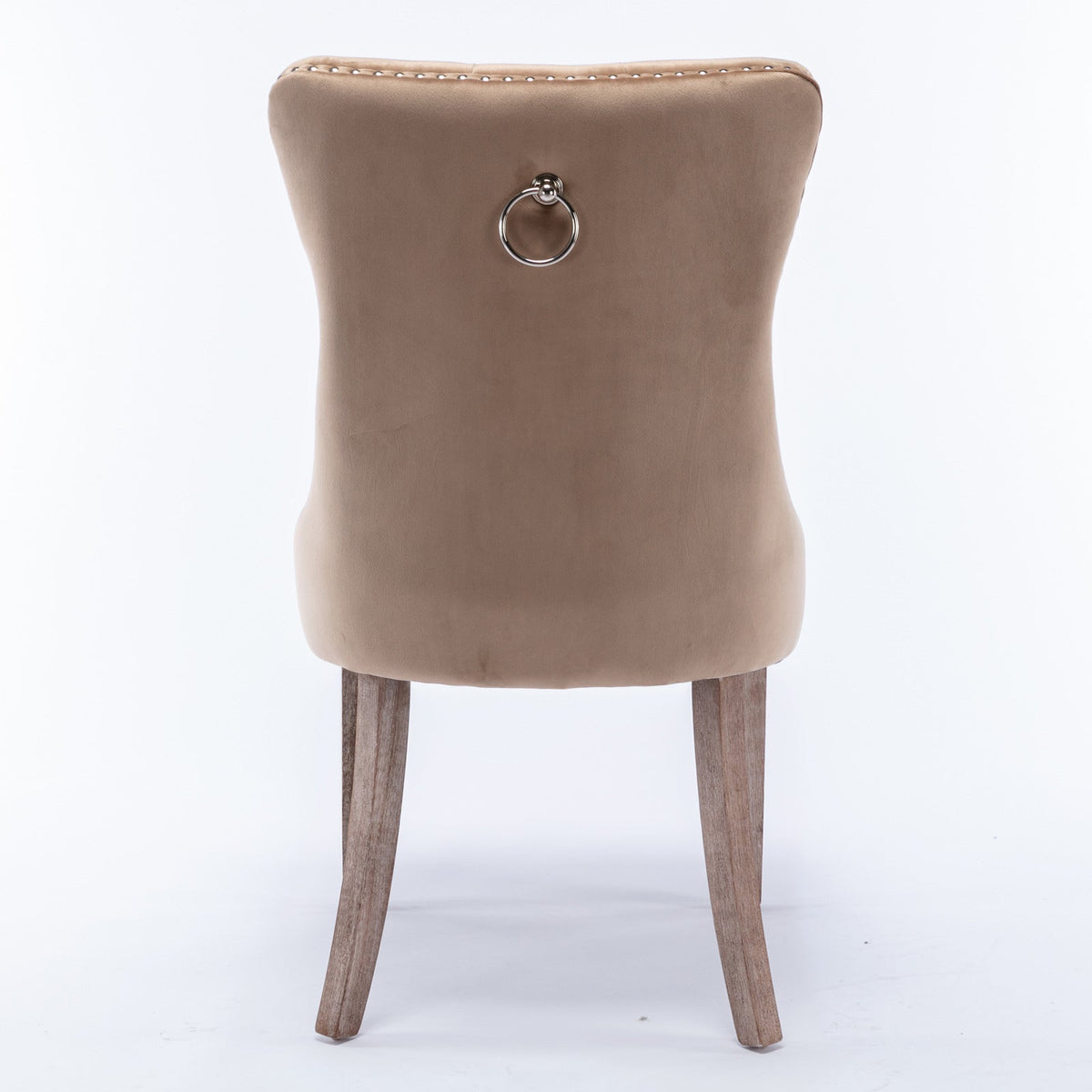 Tufted Velvet Dining Chairs Set of 2 with Wood Legs
