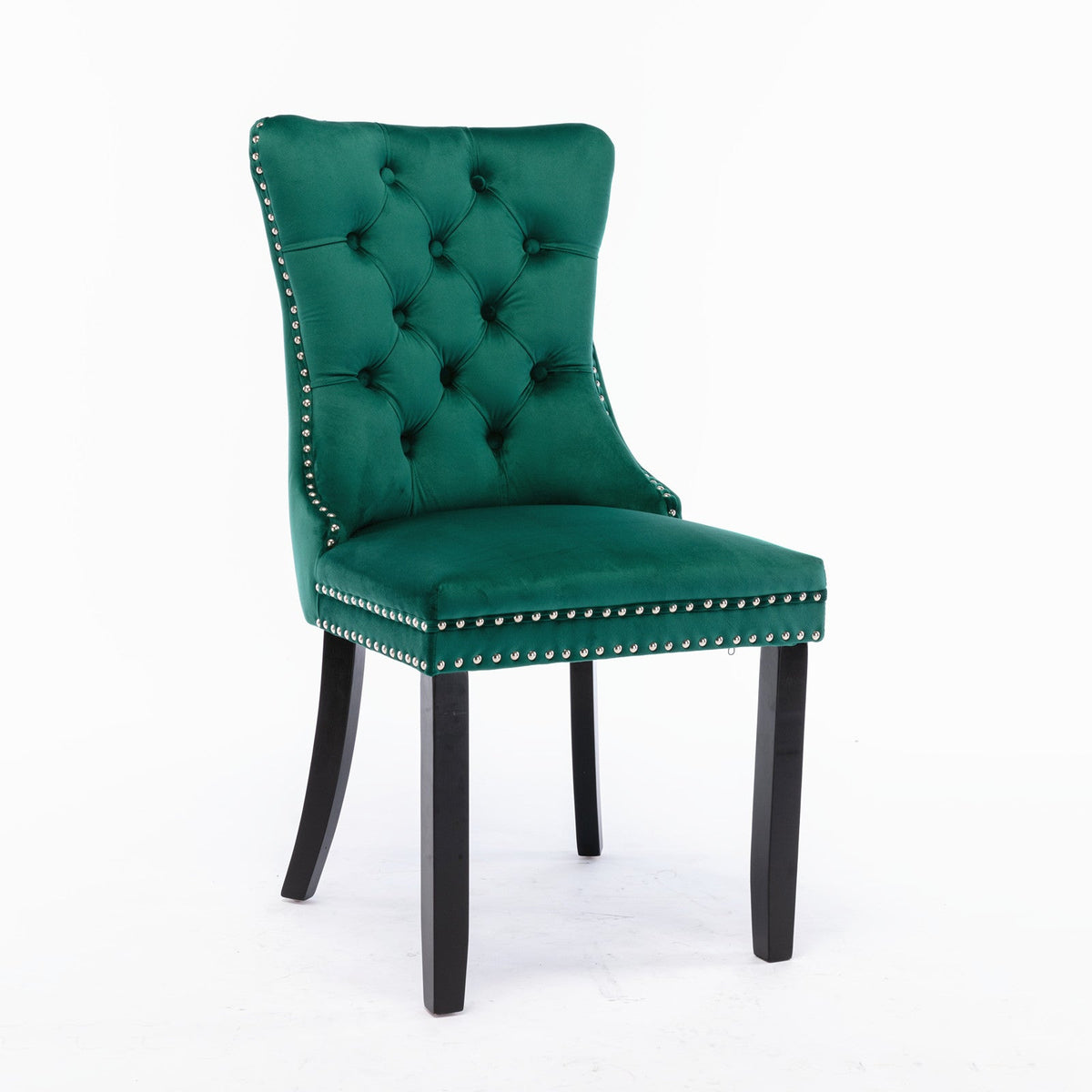 Emerald Green Velvet Dining Chairs with Diamond Tufting