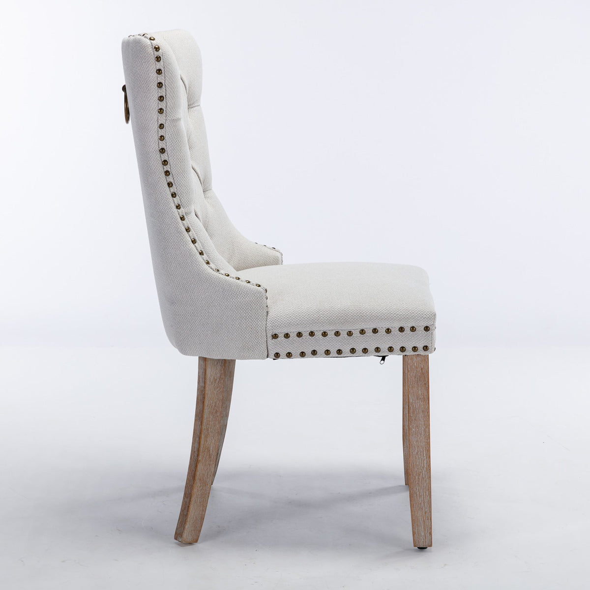 Tufted Flax Upholstered Dining Chair Set with Wood Legs