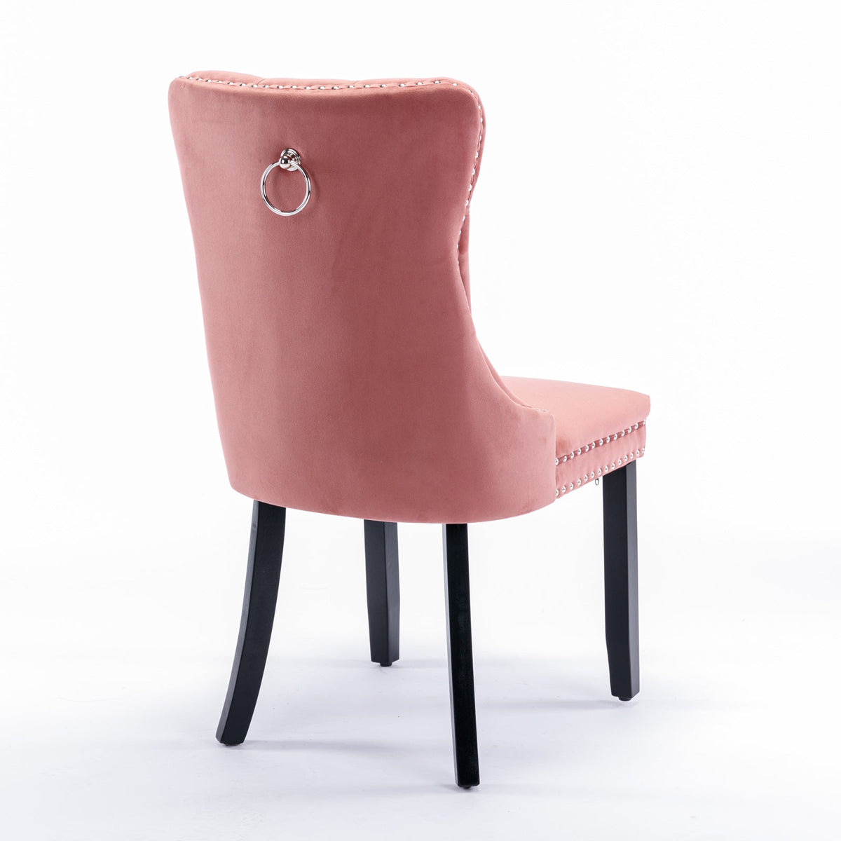 Pink Velvet Tufted Dining Chair with Nailhead Trim