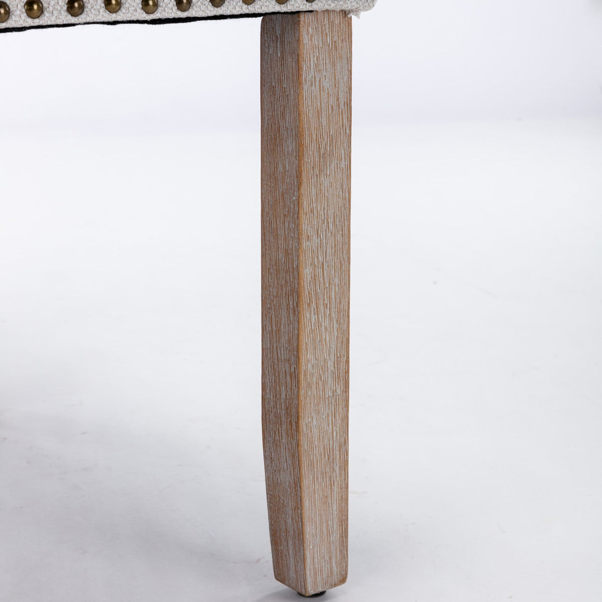 Tufted Flax Upholstered Dining Chair Set with Wood Legs