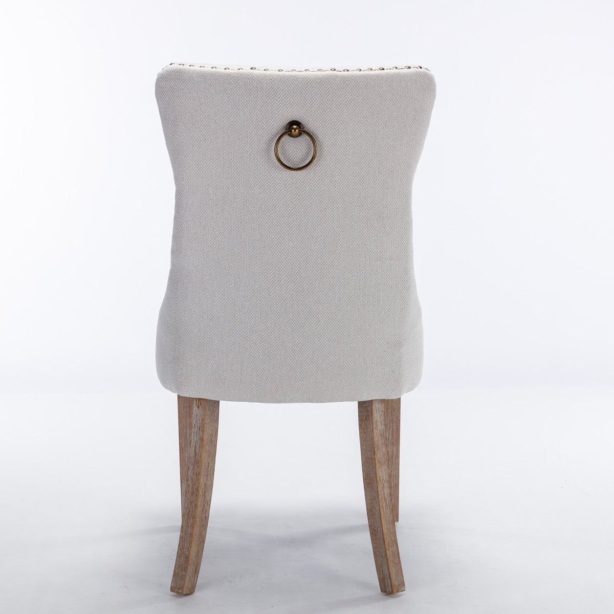 Tufted Flax Upholstered Dining Chair Set with Wood Legs