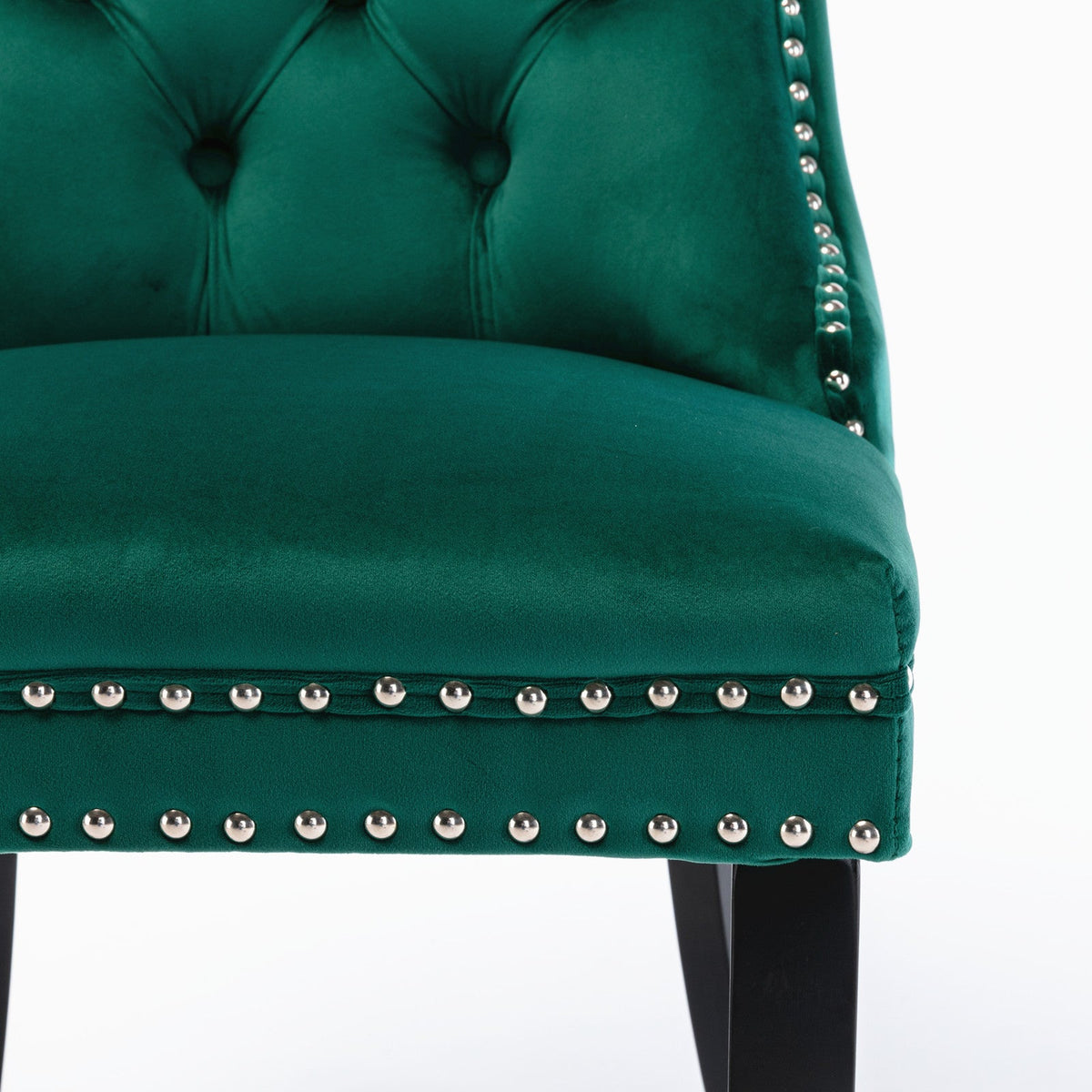 Emerald Green Velvet Dining Chairs with Diamond Tufting