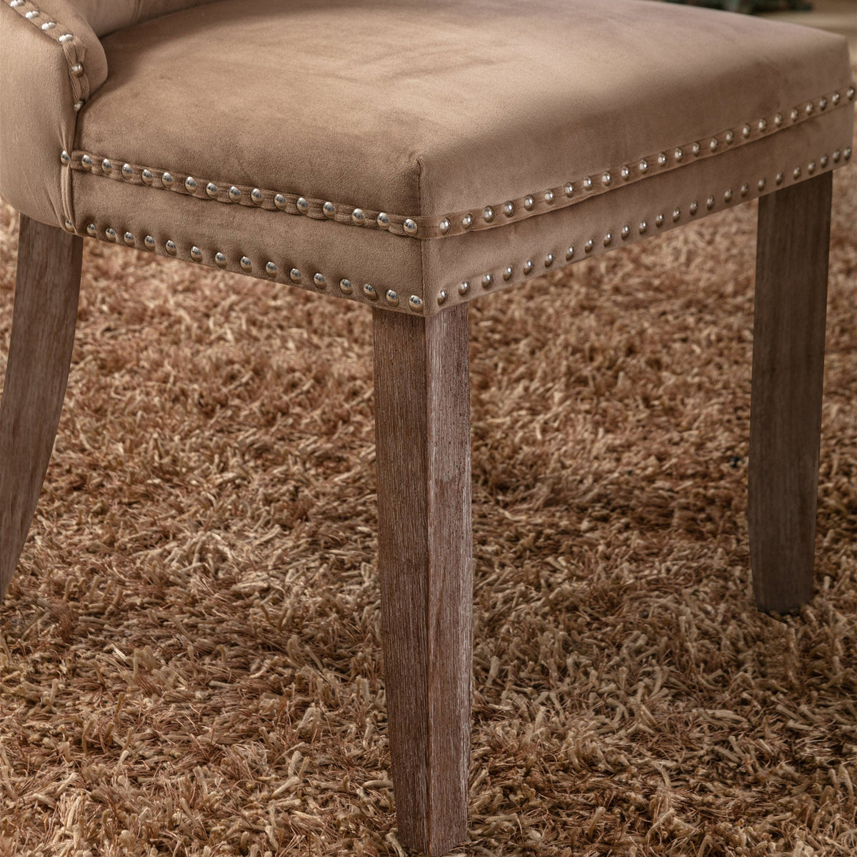 Tufted Velvet Dining Chairs Set of 2 with Wood Legs