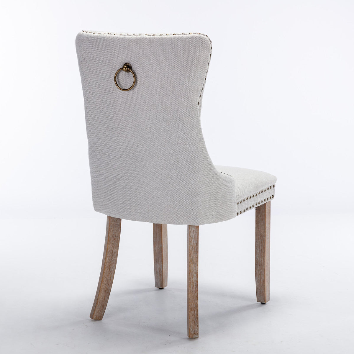 Tufted Flax Upholstered Dining Chair Set with Wood Legs