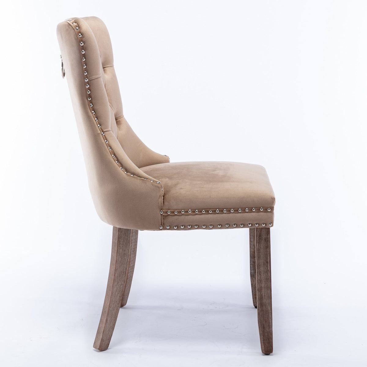 Tufted Velvet Dining Chairs Set of 2 with Wood Legs
