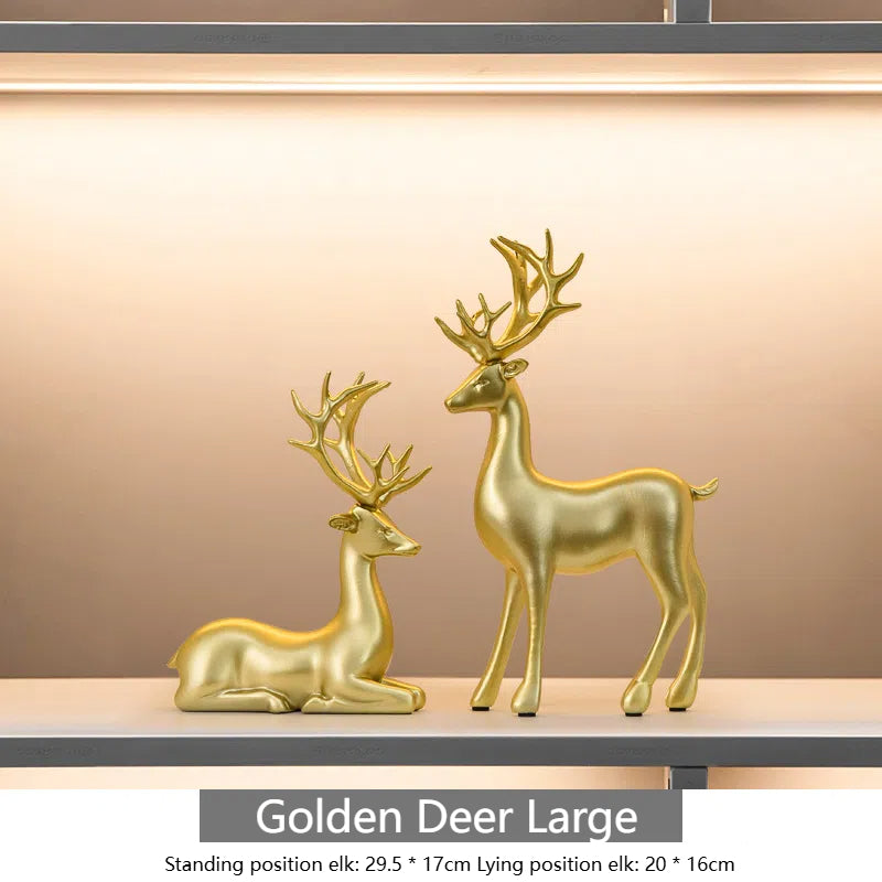 Metallic Gold Deer Sculptures for Elegant Home Decor