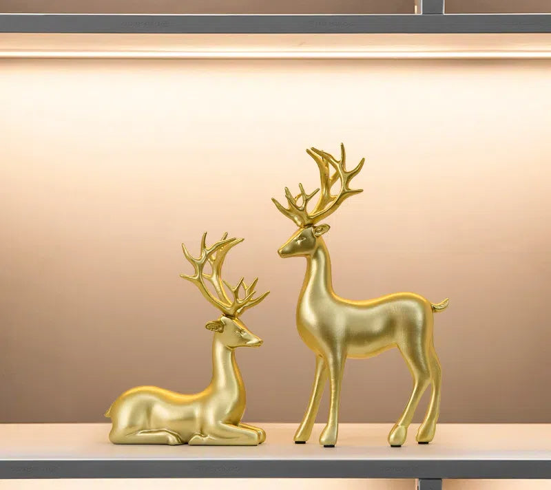 Metallic Gold Deer Sculptures for Elegant Home Decor