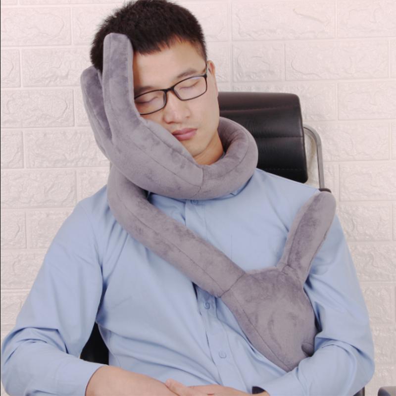 Travel Pillow With Hand-Shaped Neck Support Cushion