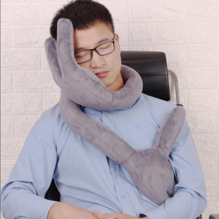 Travel Pillow With Hand-Shaped Neck Support Cushion