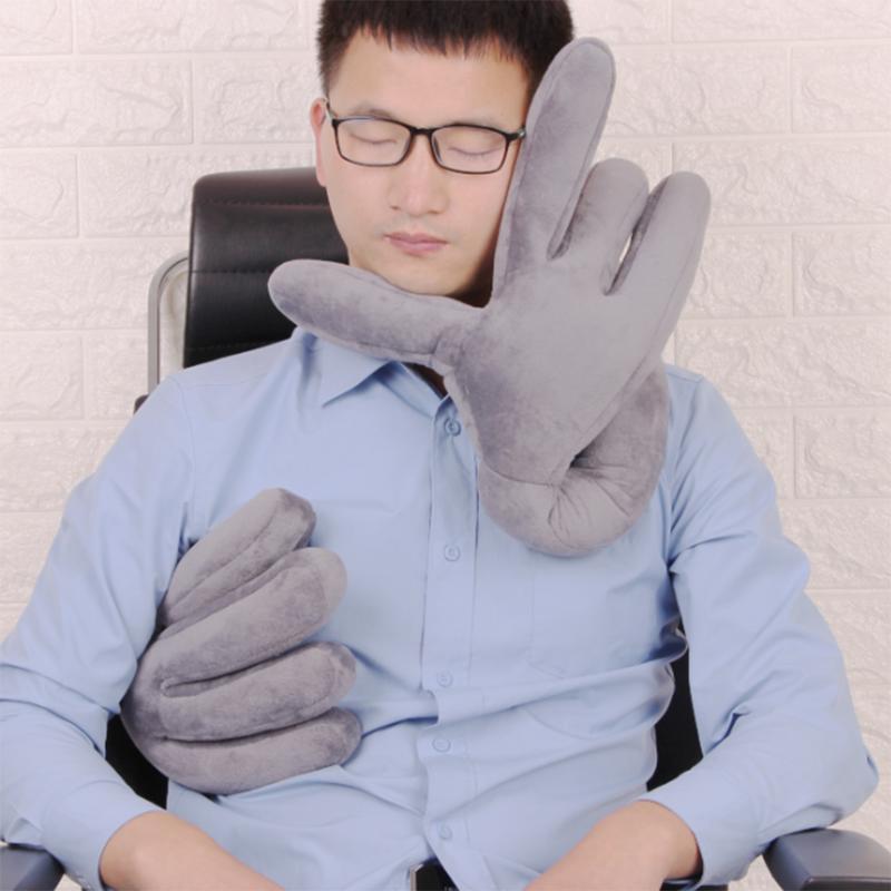 Travel Pillow With Hand-Shaped Neck Support Cushion