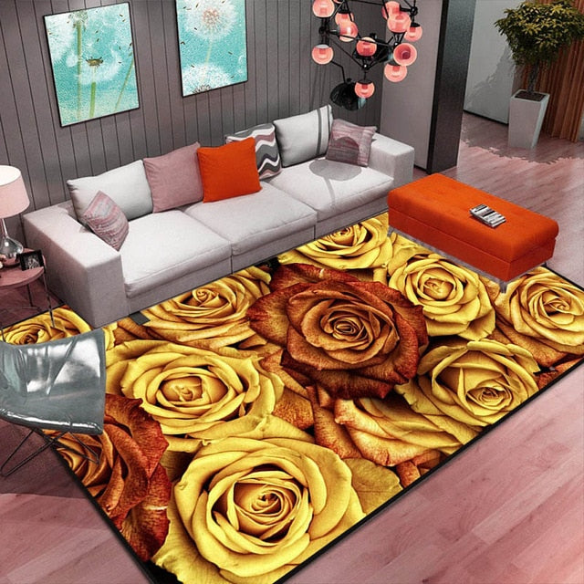 Abstract Floral Area Rug for Artistic Room Warmth Decor