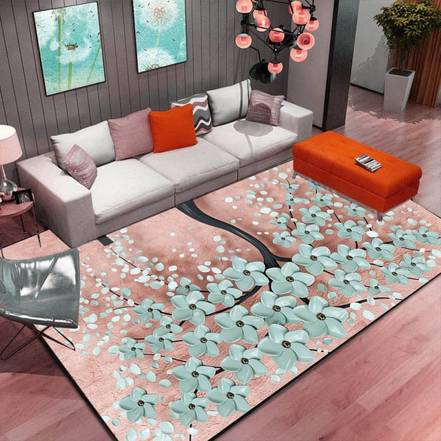 Abstract Floral Area Rug for Artistic Room Warmth Decor