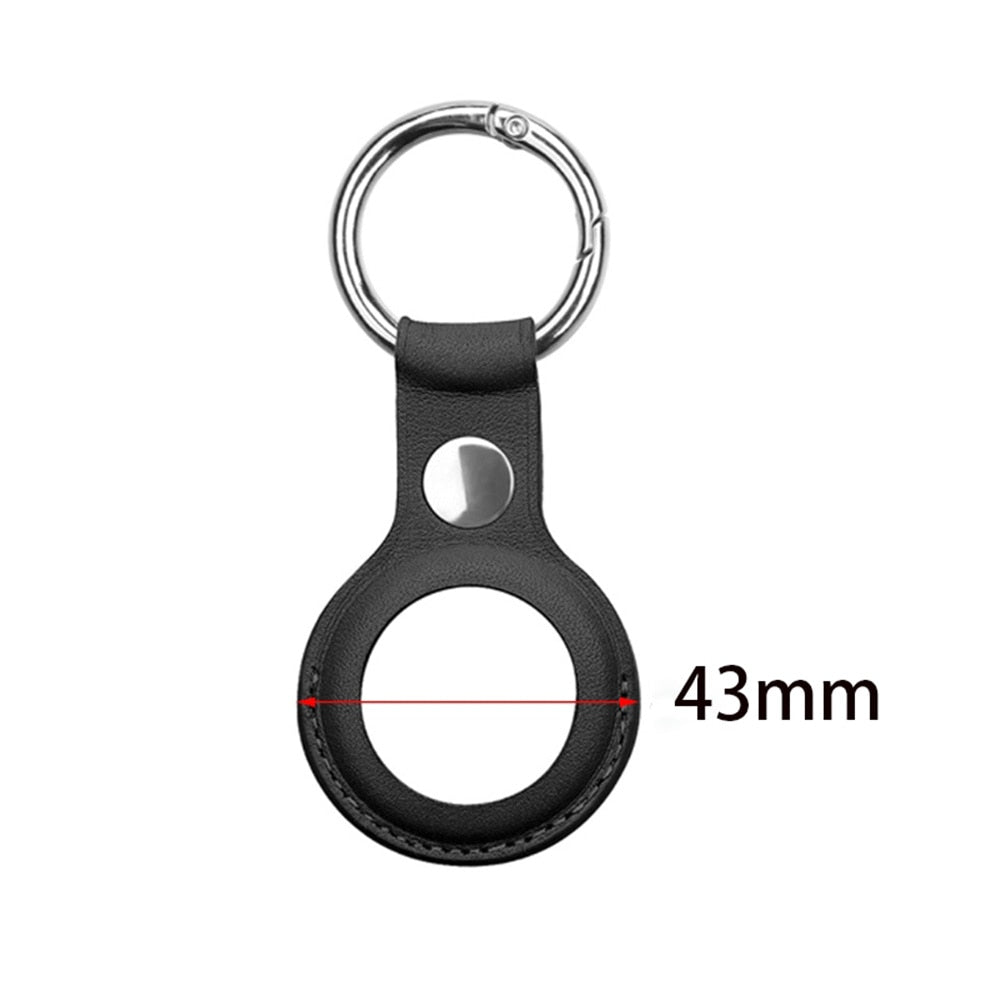 Leather AirTag Holder Keychain with Protective Sleeve