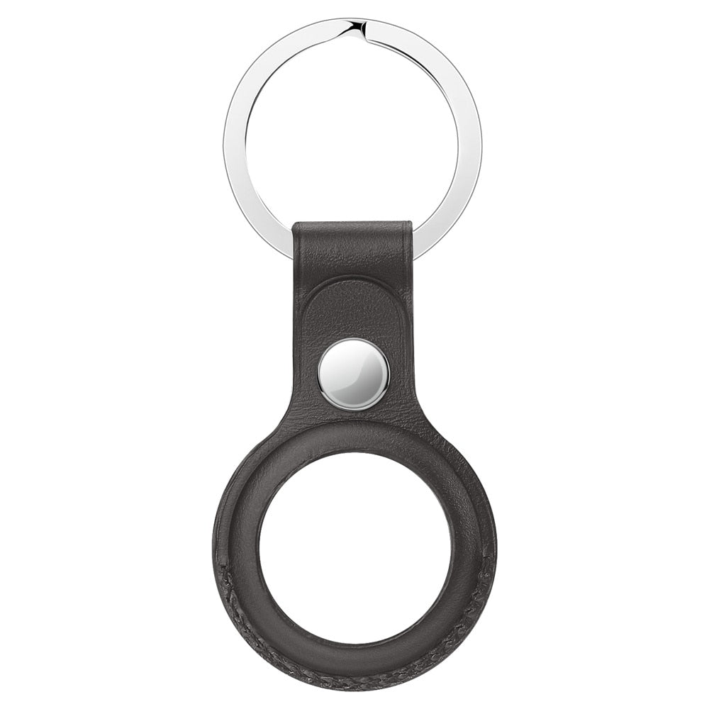 Leather AirTag Holder Keychain with Protective Sleeve