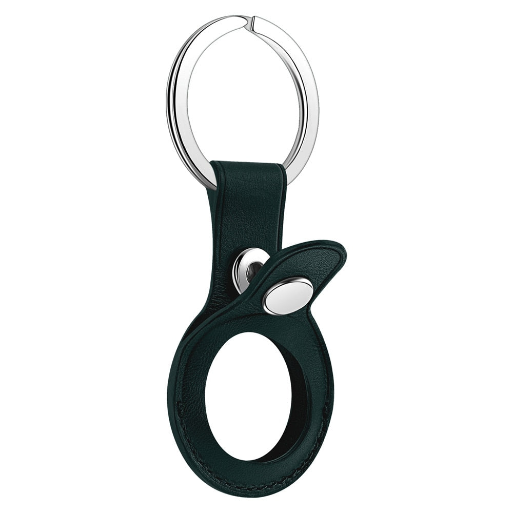 Leather AirTag Holder Keychain with Protective Sleeve