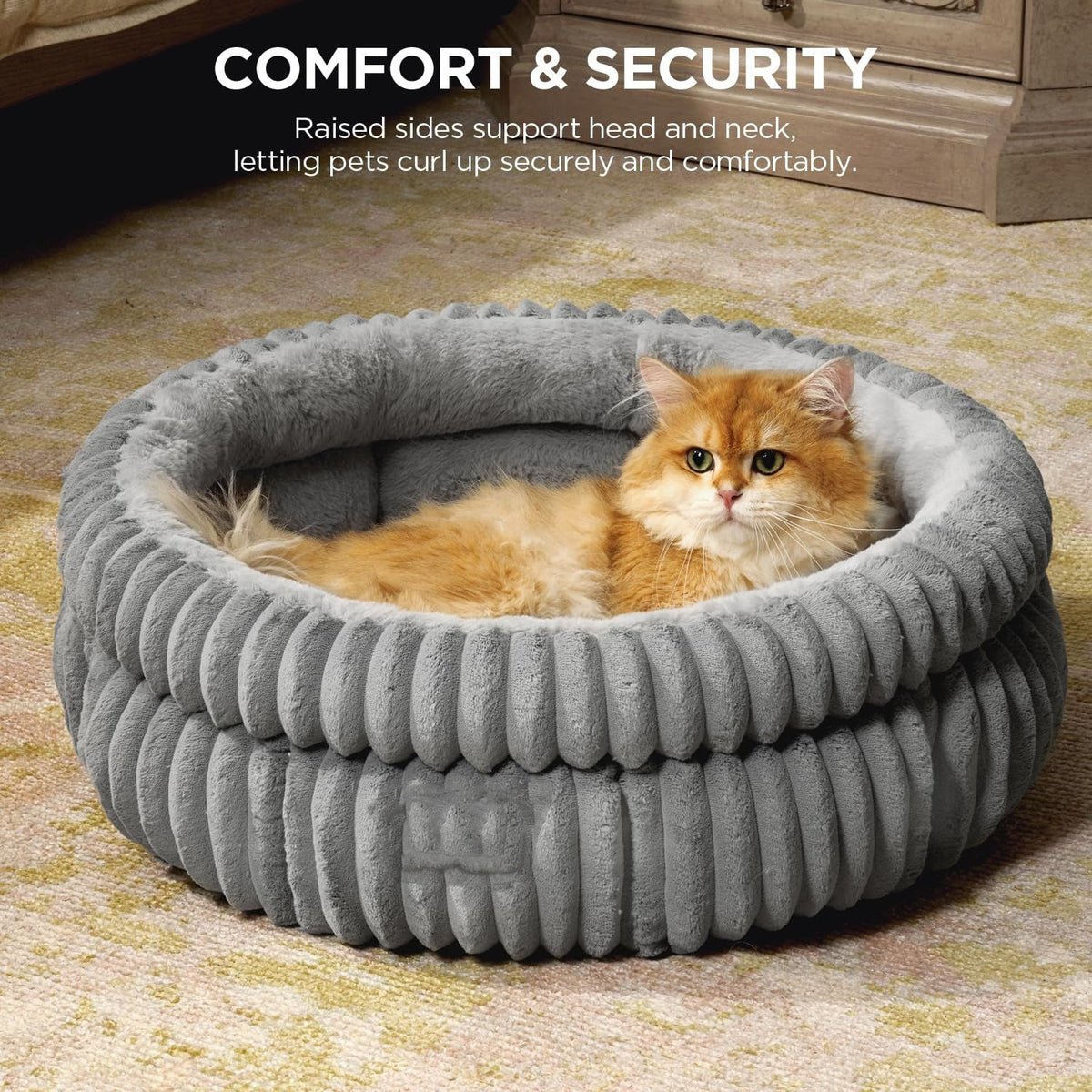 Round Plush Pet Bed for Cozy, Secure Sleep