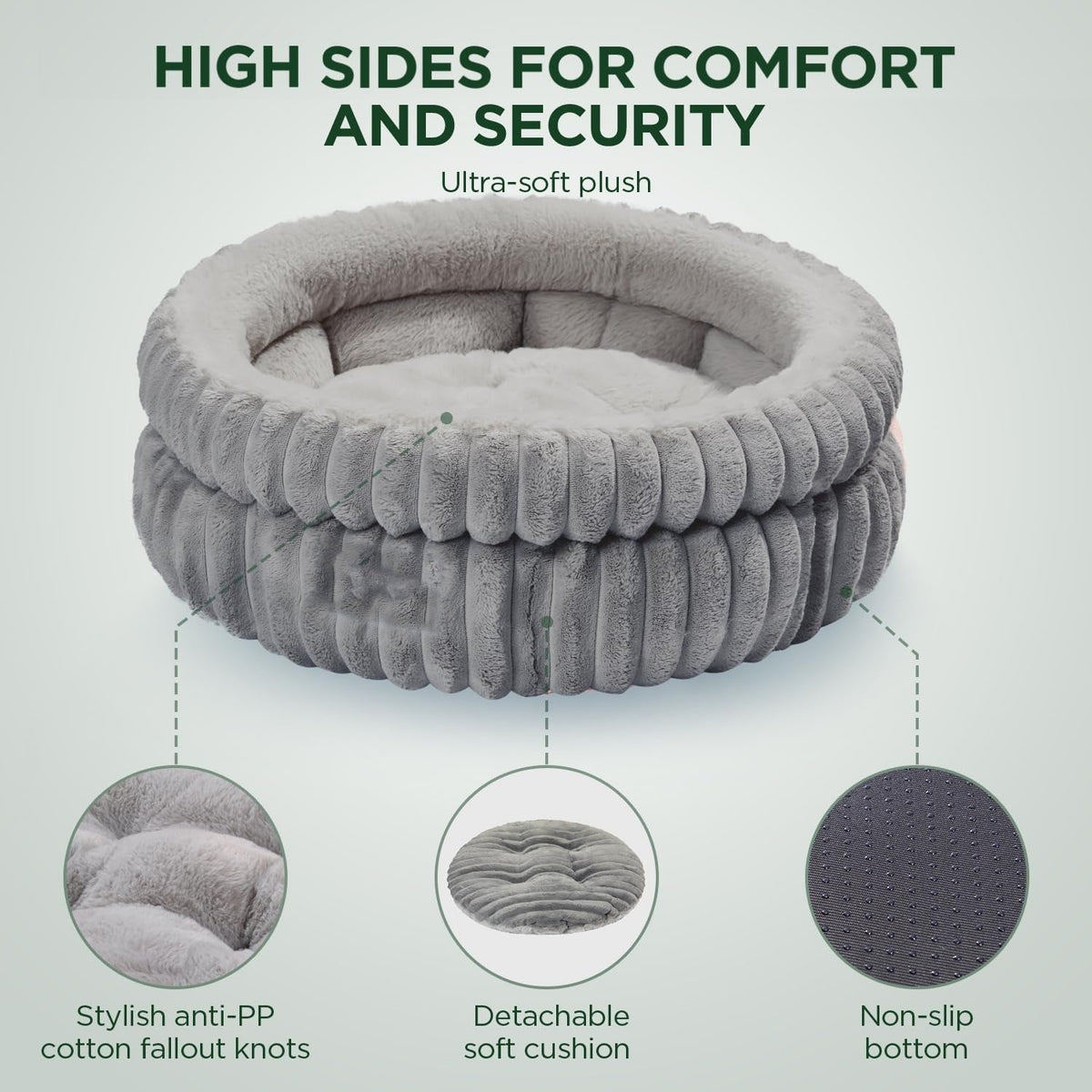 Round Plush Pet Bed for Cozy, Secure Sleep