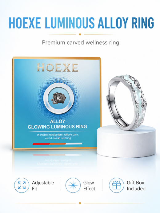 HOEXE Luminous Silver Wellness Ring | Pain Relief & Glow