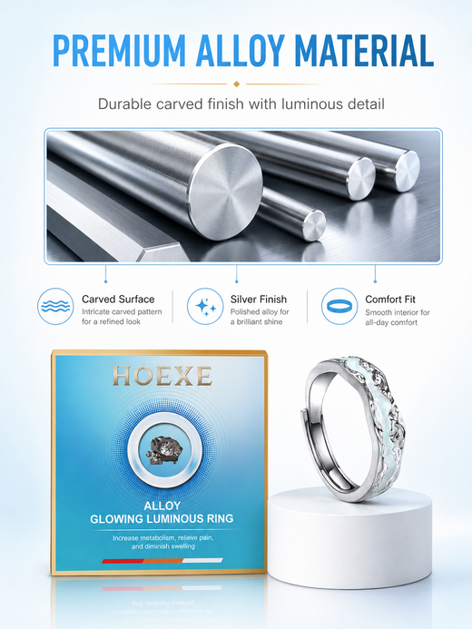 HOEXE Luminous Silver Wellness Ring | Pain Relief & Glow