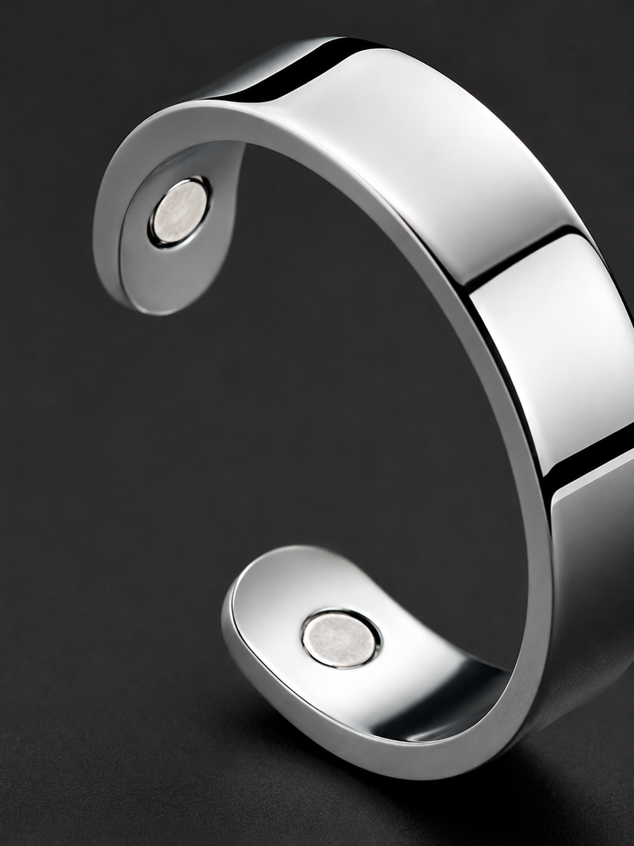 HOEXE Silver Magnetic Ring for Men | Circulation Support