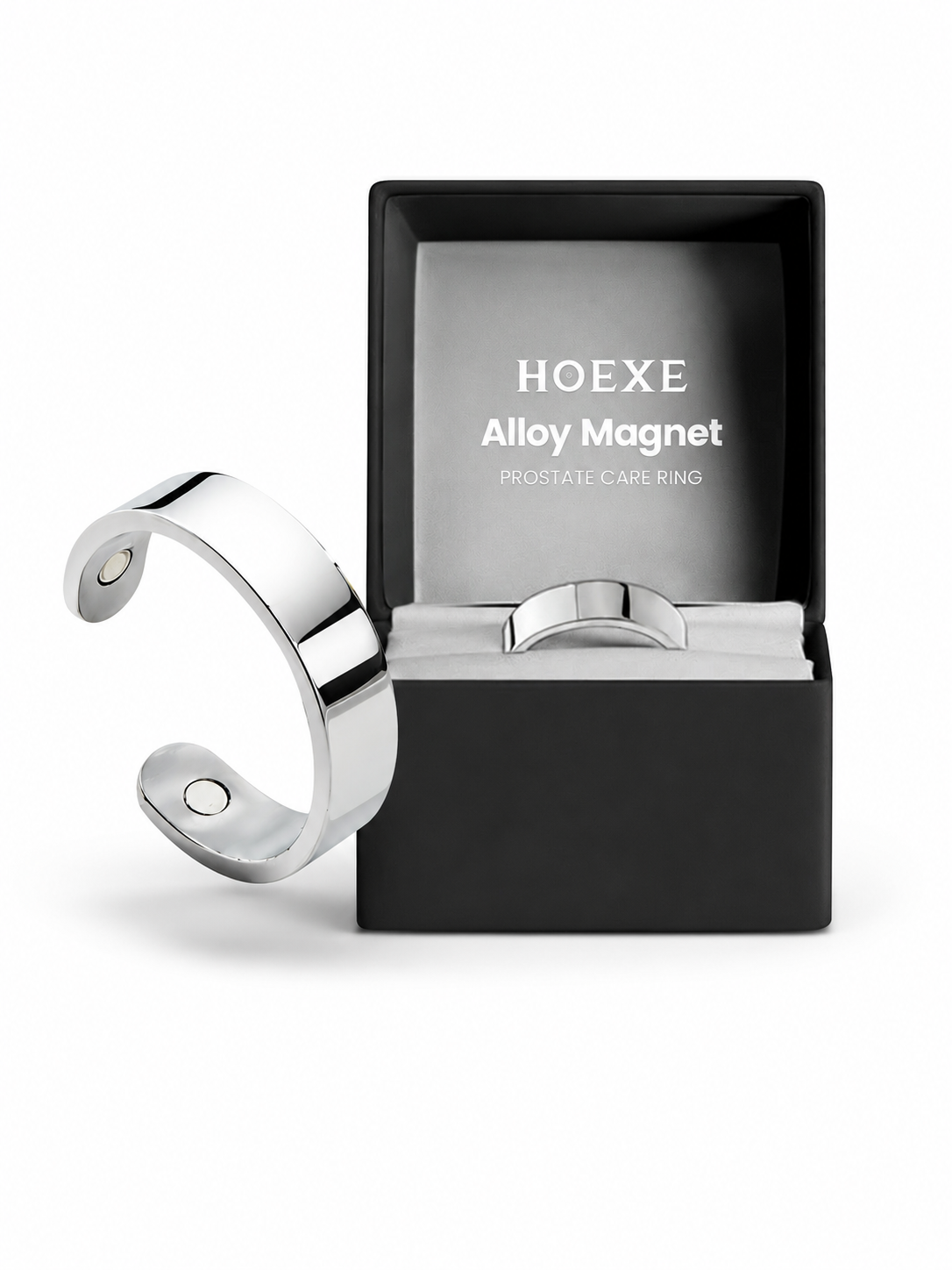 HOEXE Silver Magnetic Ring for Men | Circulation Support