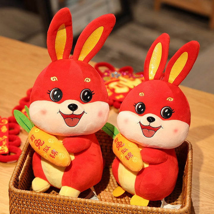 Rabbit Year Plush Toy – Festive Red Lucky Home Decor