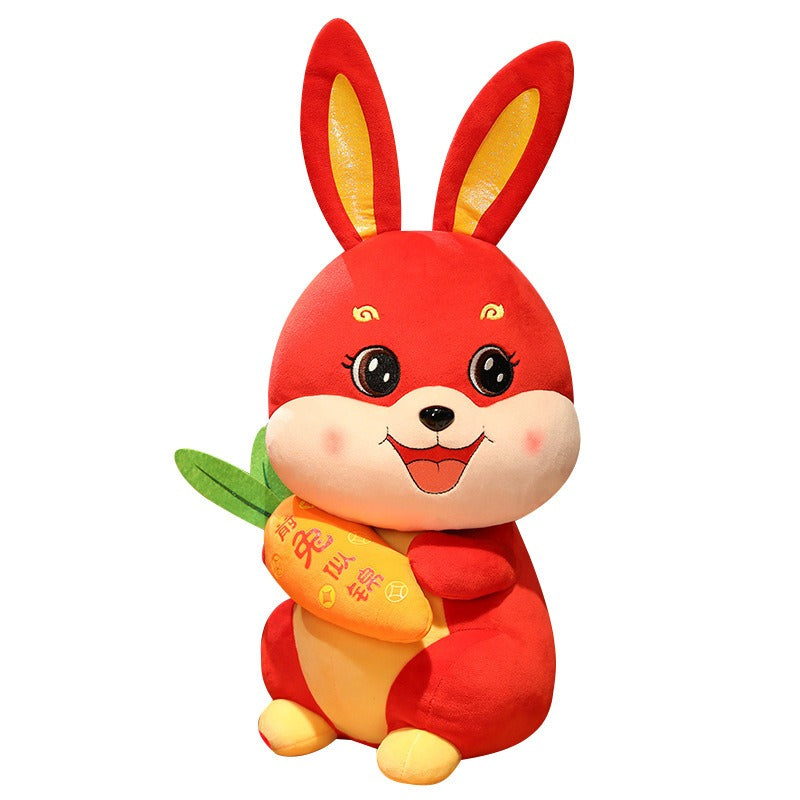 Rabbit Year Plush Toy – Festive Red Lucky Home Decor