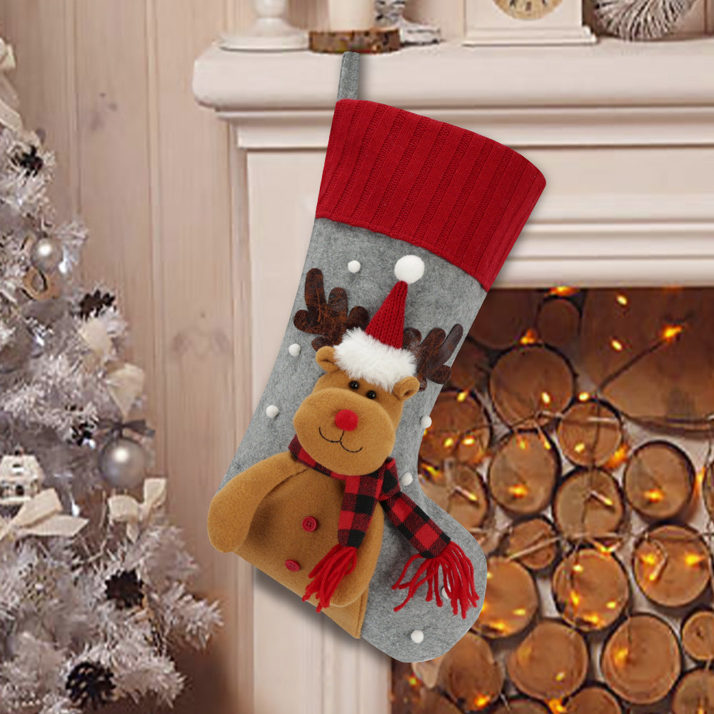 Christmas Stocking Set 4pc Santa Snowman Reindeer Penguin